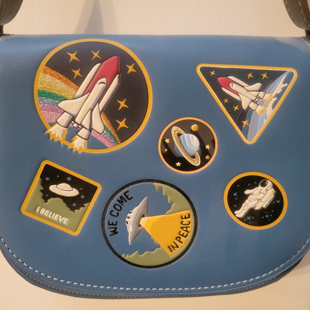 Coach Nasa Space Patch Blue Saddle Bag